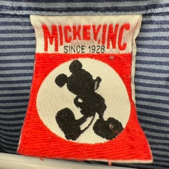 Mickey Inc. Mickey Mouse Disney Men's Size XL Blue Striped Button Down Shirt - Picture 3 of 8